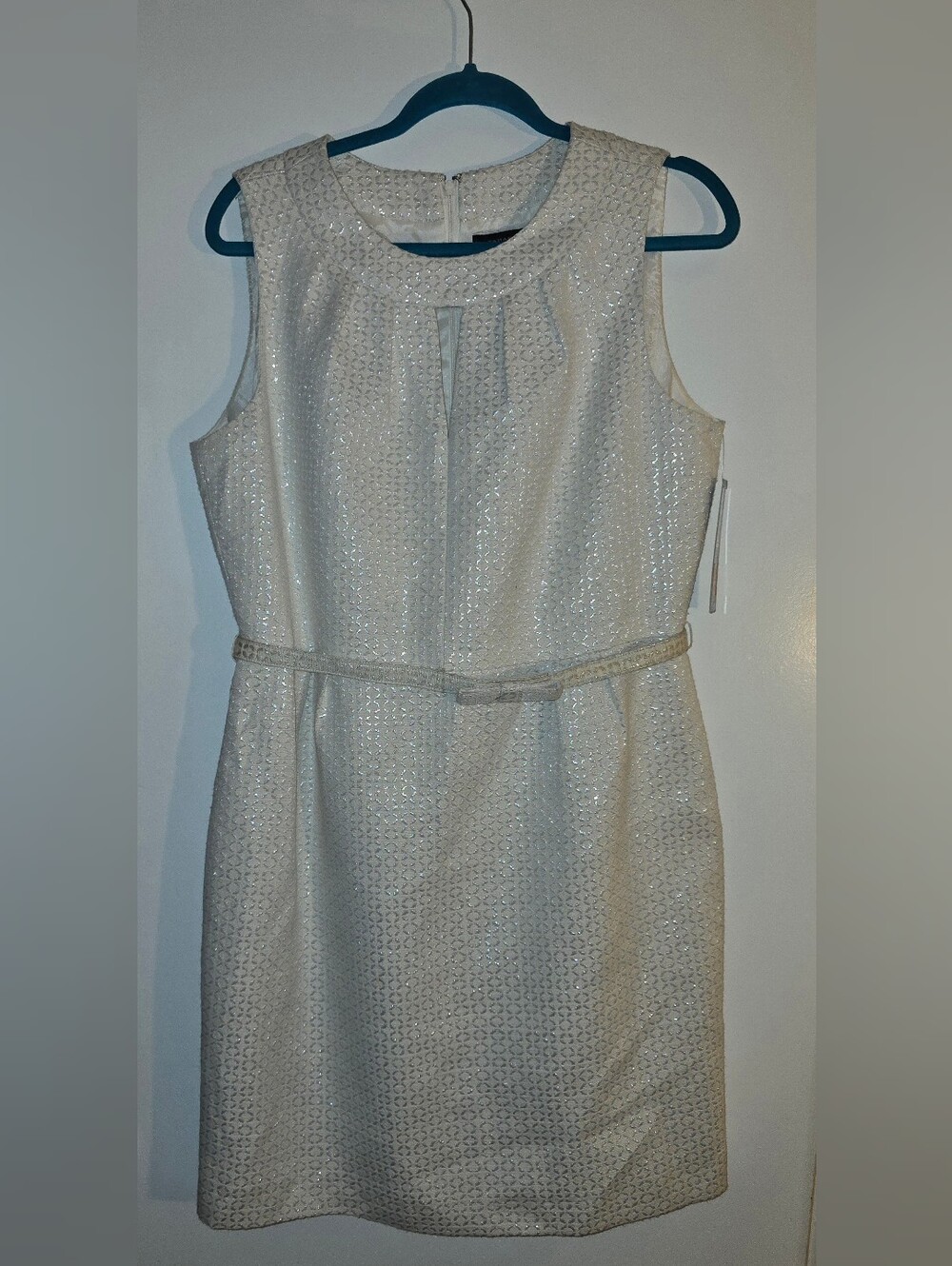 Tahari Arthur S. Levine Sleeveless Sparkle Sheath Dress - Cream